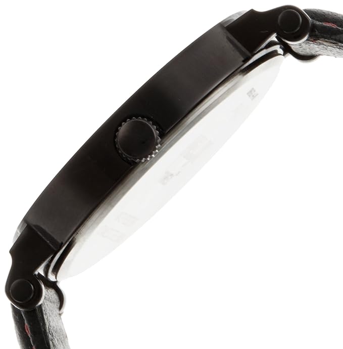 Timex 08HG01 Men’s Analog Black Leather Strap Round Dial Watch