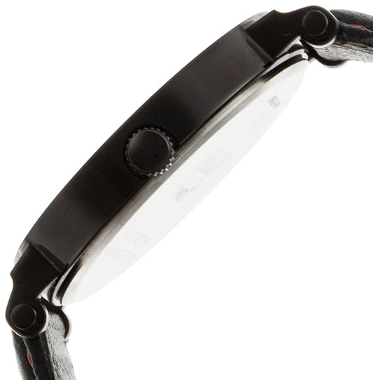 Timex 08HG01 Men’s Analog Black Leather Strap Round Dial Watch