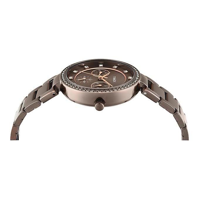 Timex TWEL18722 Women’s Brown Dial Analog Watch with Stainless-Steel Strap