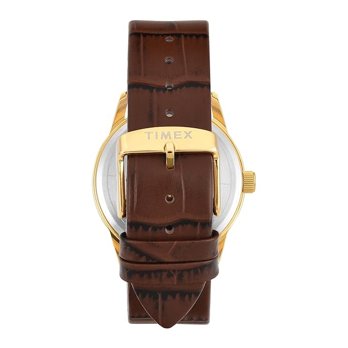 Timex TWEG25508 Men’s Silver Dial Analog Watch with Leather Strap