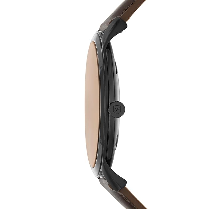Fossil FS5551I Men's Quartz Analog Watch Black Dial Brown Leather Strap