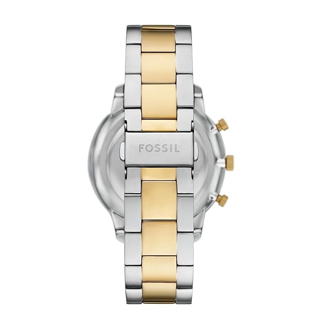 Fossil FS6112I Men's Quartz Chronograph Watch Silver Dial Two-Tone Stainless Steel Strap