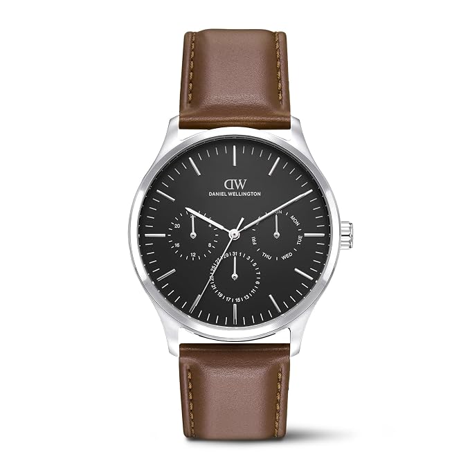 Daniel Wellington DW0DG2200 Black Dial Men's Brown Leather Analog Watch