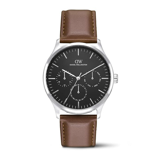 Daniel Wellington DW0DG2200 Black Dial Men's Brown Leather Analog Watch