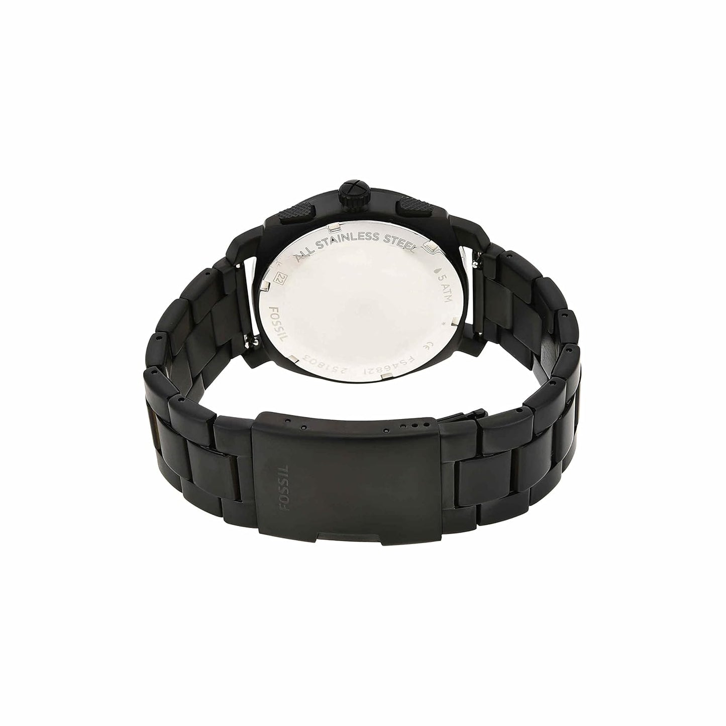 Fossil FS4682I Men's Quartz Chronograph Watch Black Dial Black Stainless Steel Strap