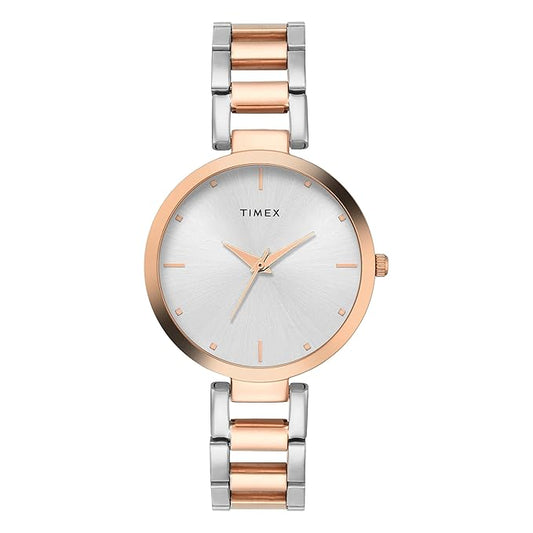 Timex TW000X278 Women’s Silver Dial Analog Watch with Stainless-Steel Strap