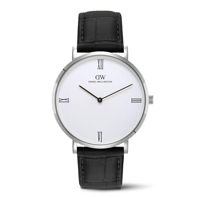 Daniel Wellington DW0DG2300 White Dial Men's Black Leather Analog Watch