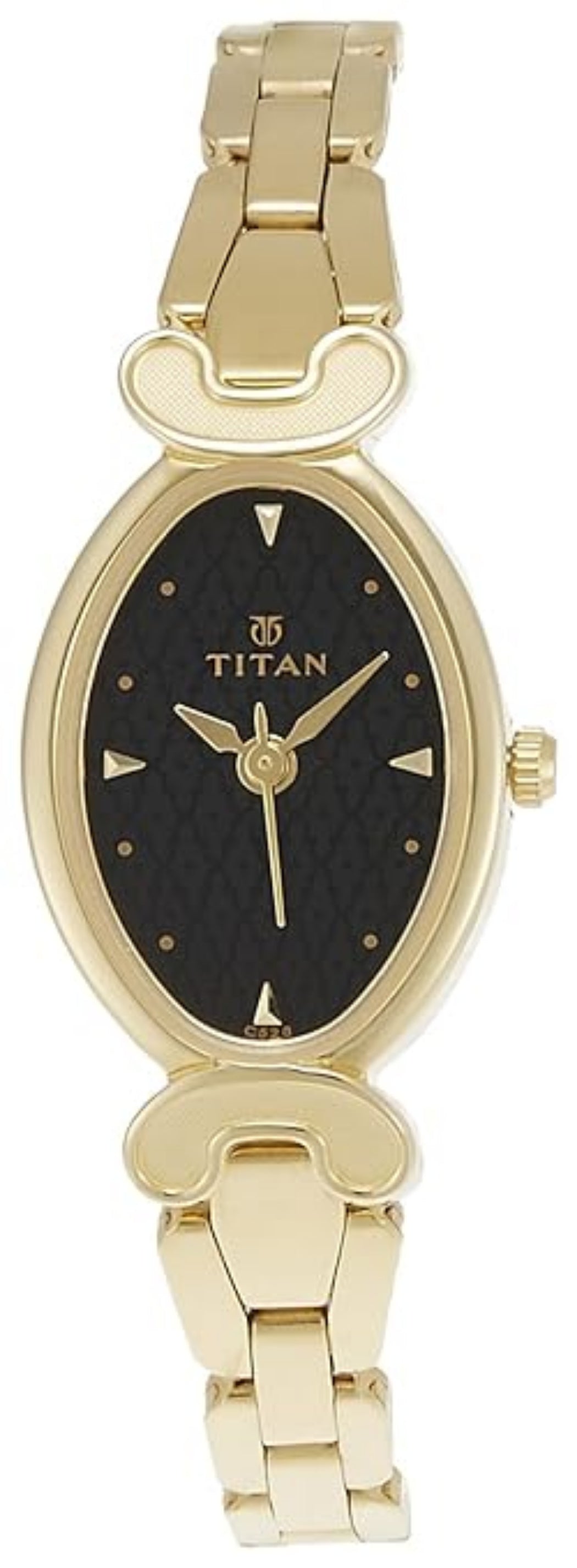 Titan 2454YM03 Karishma Women's Analog Watch - Black Dial, Gold Stainless Steel Band