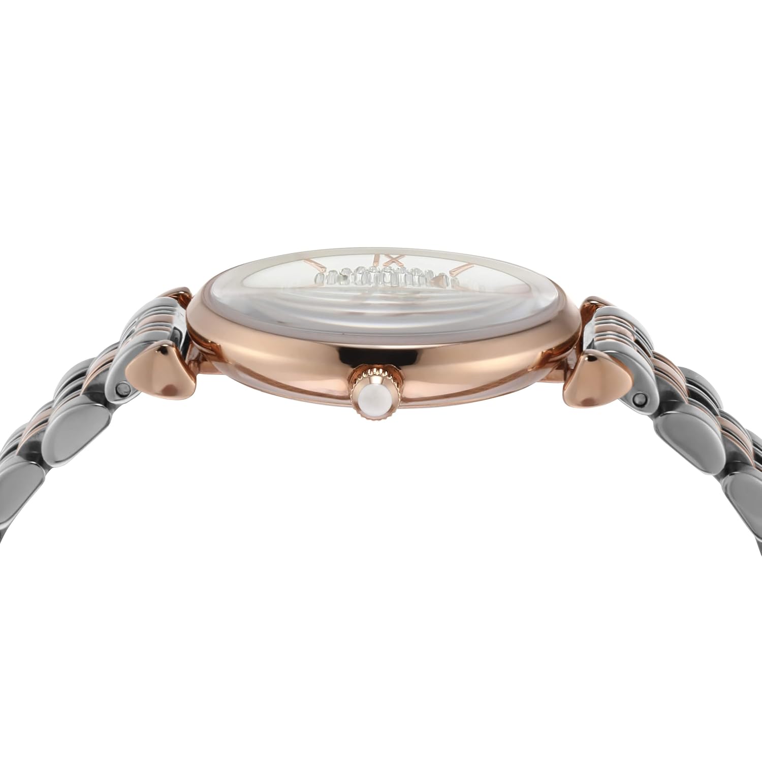Emporio Armani AR1926 Gianni T-Bar Women's White Dial Two-Tone Rose Gold Stainless Steel Watch