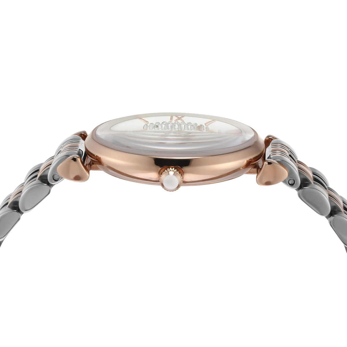 Emporio Armani AR1926 Gianni T-Bar Women's White Dial Two-Tone Rose Gold Stainless Steel Watch