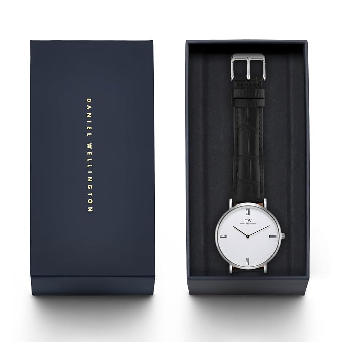 Daniel Wellington DW0DG2300 White Dial Men's Black Leather Analog Watch