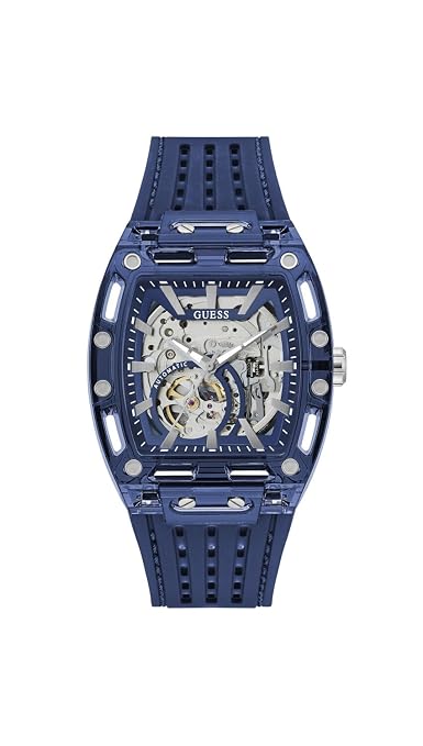 GUESS GW1073G1 Phoenix Men's Quartz Analog Watch Transparent Blue Dial Blue Silicone Strap