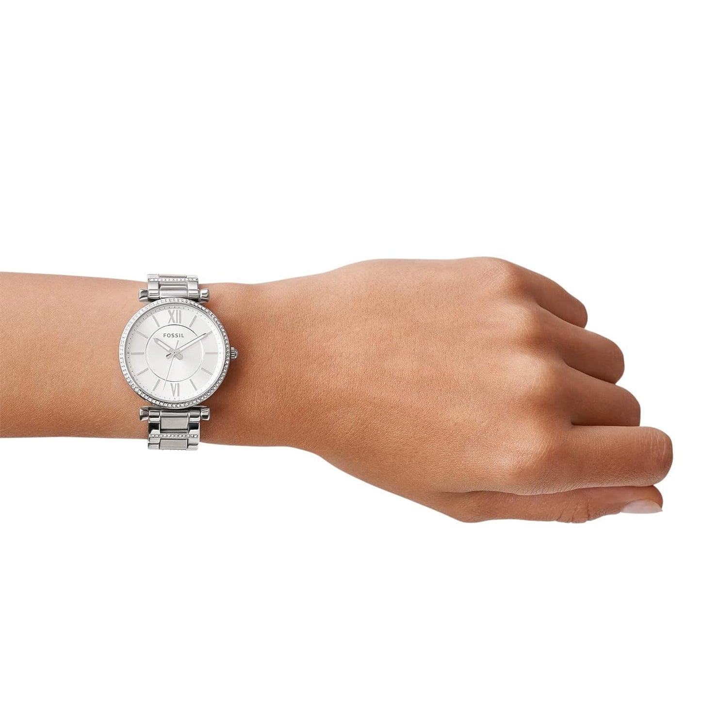 Fossil ES4341 Carlie Silver Dial Women's Stainless Steel Analog Watch