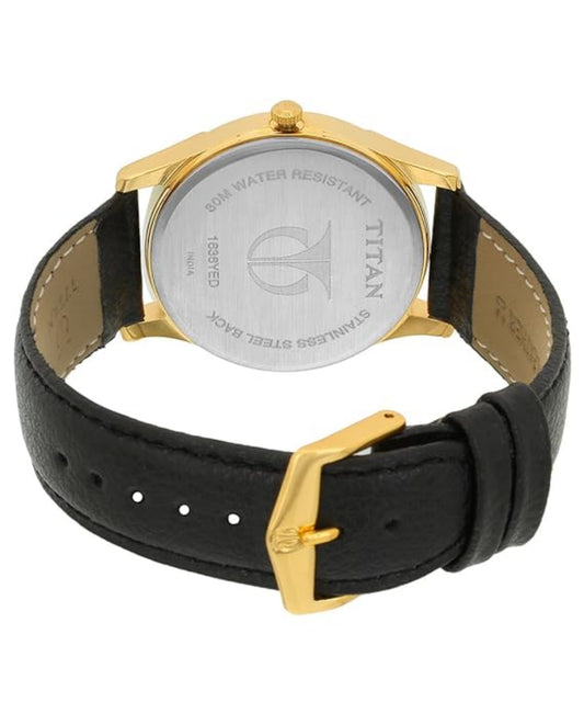 Titan 1636YL01 Analog Multicolor Dial Men's Quartz Watch - Black Leather Strap