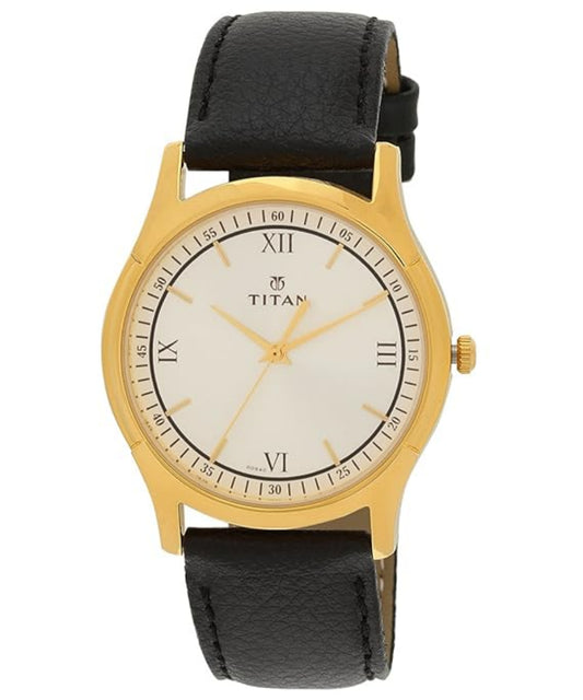 Titan 1636YL01 Analog Multicolor Dial Men's Quartz Watch - Black Leather Strap