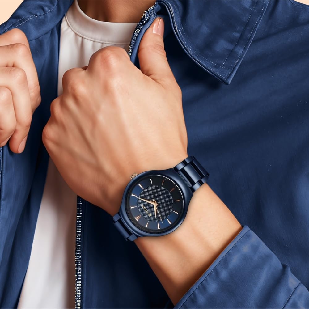 Titan 90014KC04 Regalia Ceramics Quartz Analog Blue Dial Blue Ceramic Men's Watch