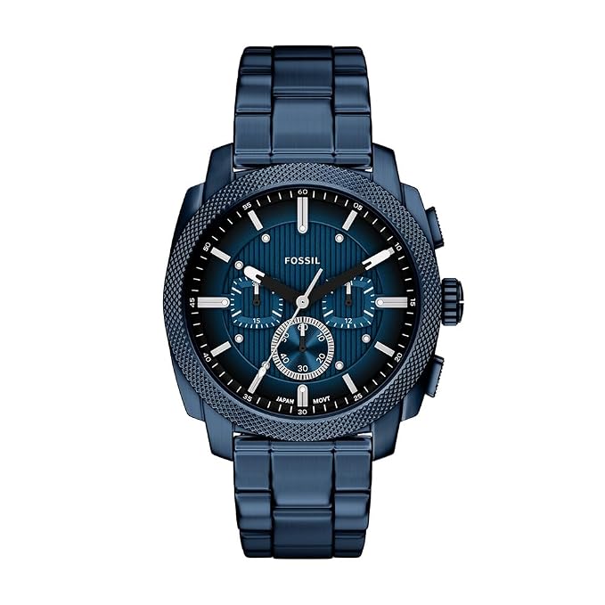 Fossil FS6167I Men's Quartz Chronograph Watch Blue Dial Blue Stainless Steel Strap