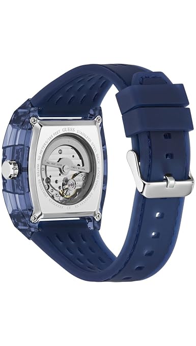 GUESS GW1073G1 Phoenix Men's Quartz Analog Watch Transparent Blue Dial Blue Silicone Strap
