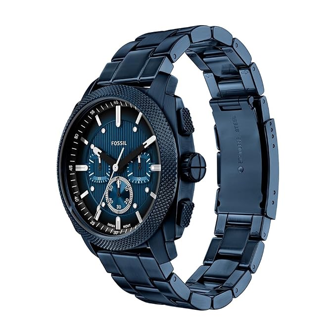 Fossil FS6167I Men's Quartz Chronograph Watch Blue Dial Blue Stainless Steel Strap