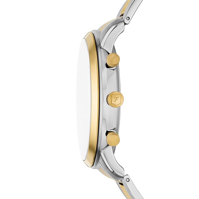 Fossil FS6112I Men's Quartz Chronograph Watch Silver Dial Two-Tone Stainless Steel Strap