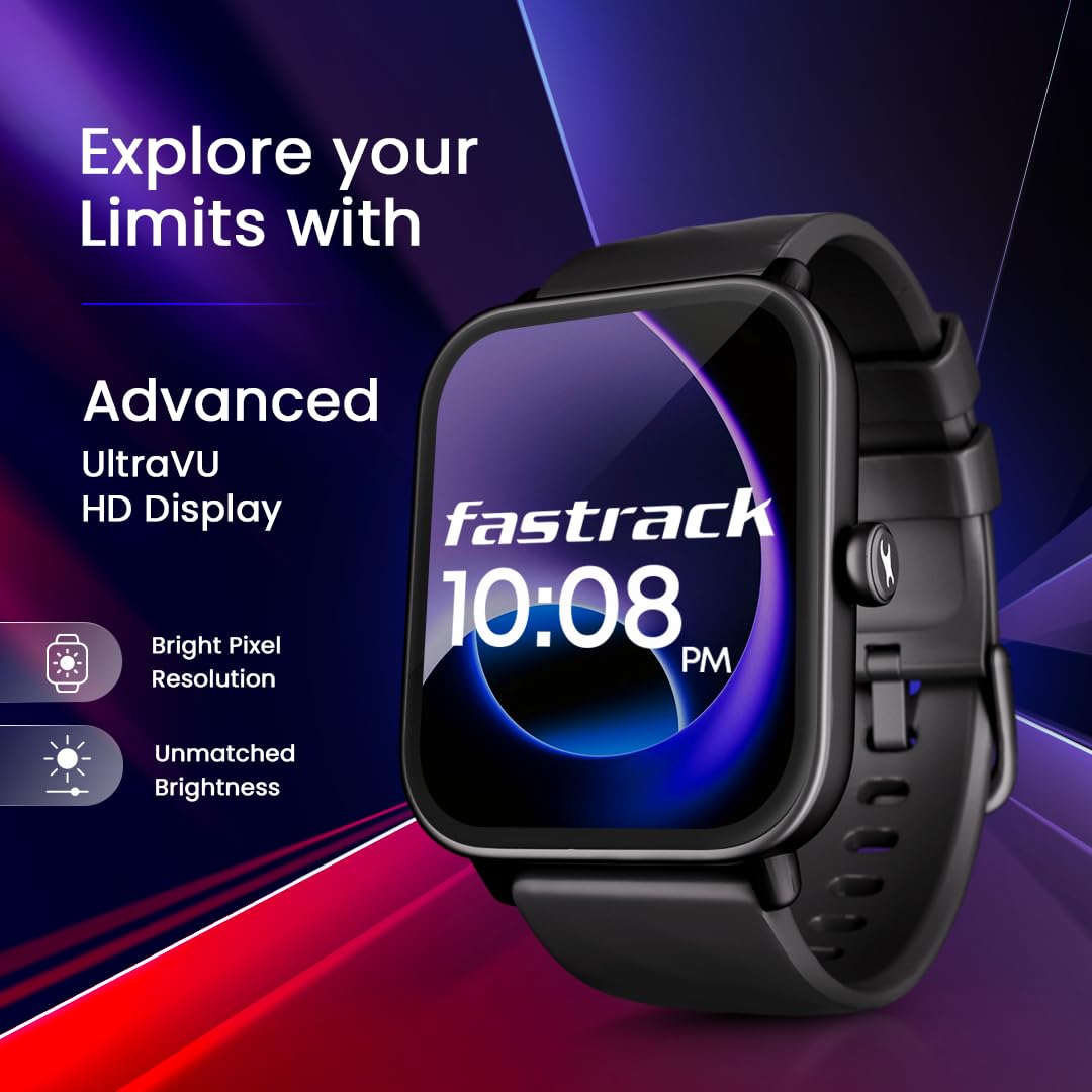 Fastrack 38100PP06K Glide X Black Unisex Smartwatch with Bluetooth Calling