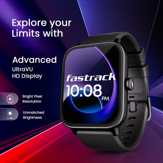Fastrack 38100PP06K Glide X Black Unisex Smartwatch with Bluetooth Calling