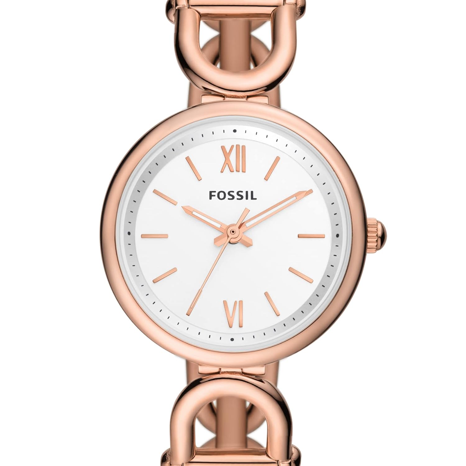 Fossil ES5273I Women's Quartz Analog Watch Silver Dial Rose Gold Stainless Steel Strap