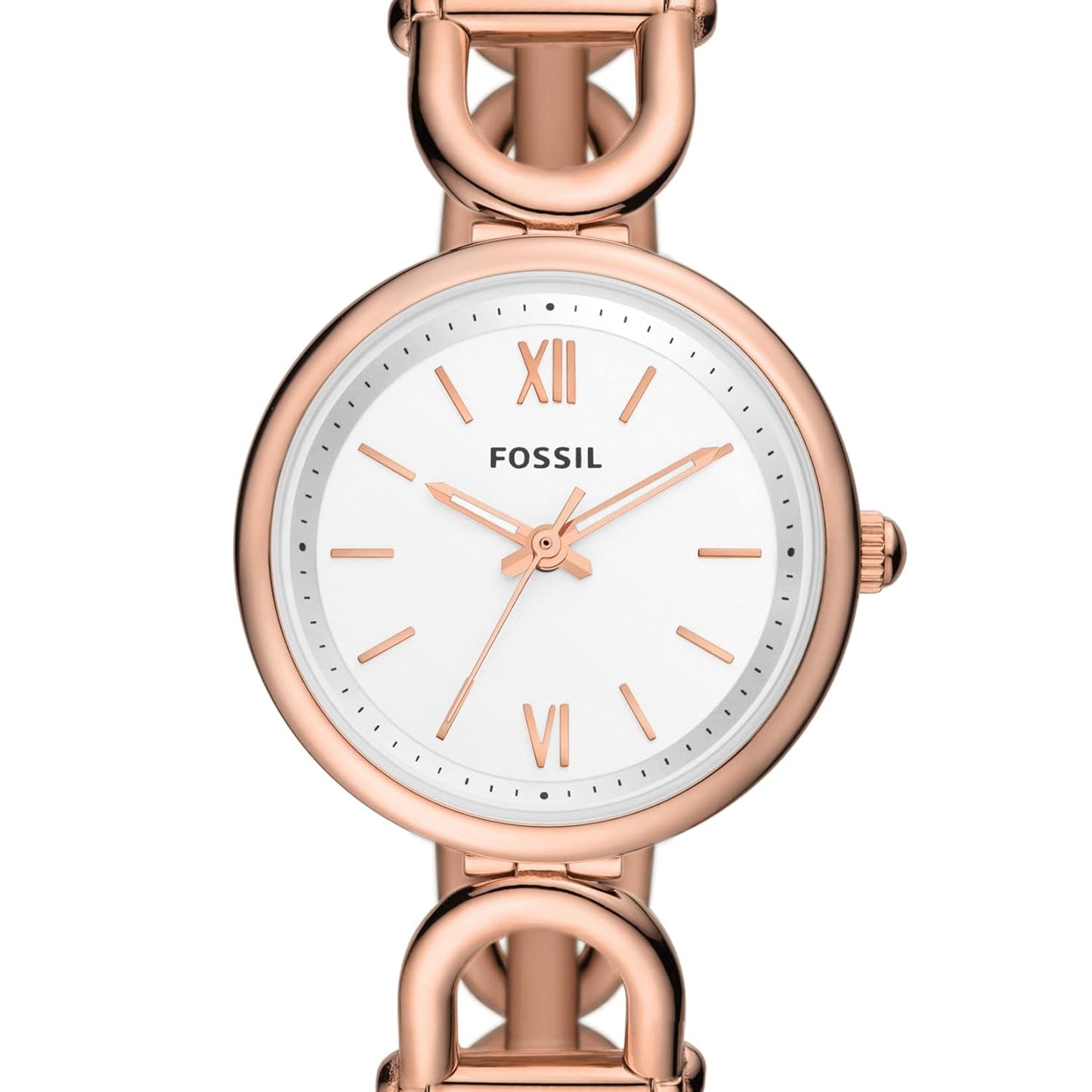 Fossil ES5273I Women's Quartz Analog Watch Silver Dial Rose Gold Stainless Steel Strap