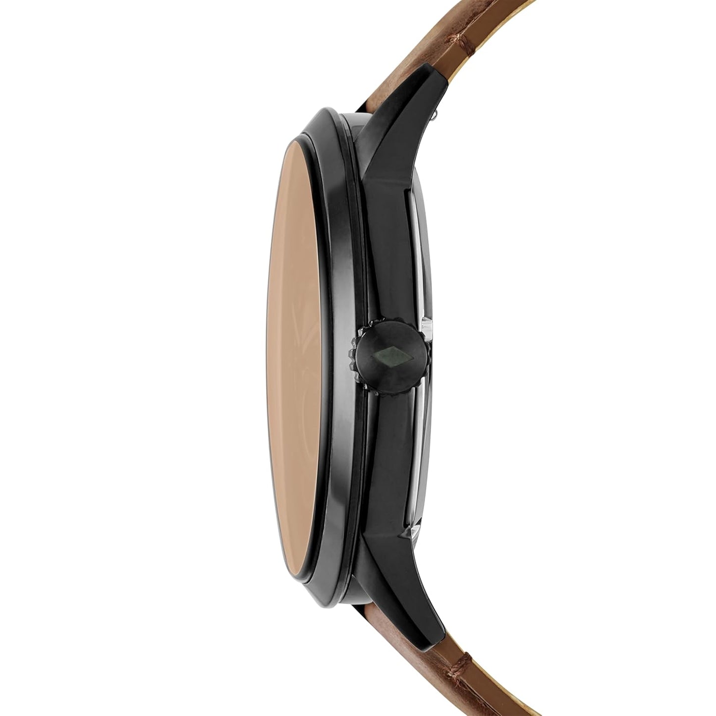 Fossil ME3155 Men's Automatic Skeleton Watch Black Skeleton Dial Brown Leather Strap