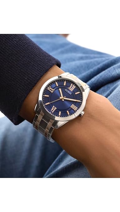 Guess GW0893G2 Men's Quartz Analog Watch Blue Dial Two-Tone Stainless Steel Bracelet
