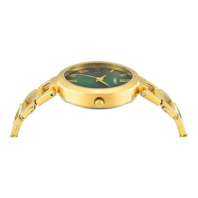 Timex TW000X273 Women’s Green Dial Analog Watch with Stainless-Steel Strap