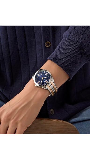 Guess GW0893G2 Men's Quartz Analog Watch Blue Dial Two-Tone Stainless Steel Bracelet