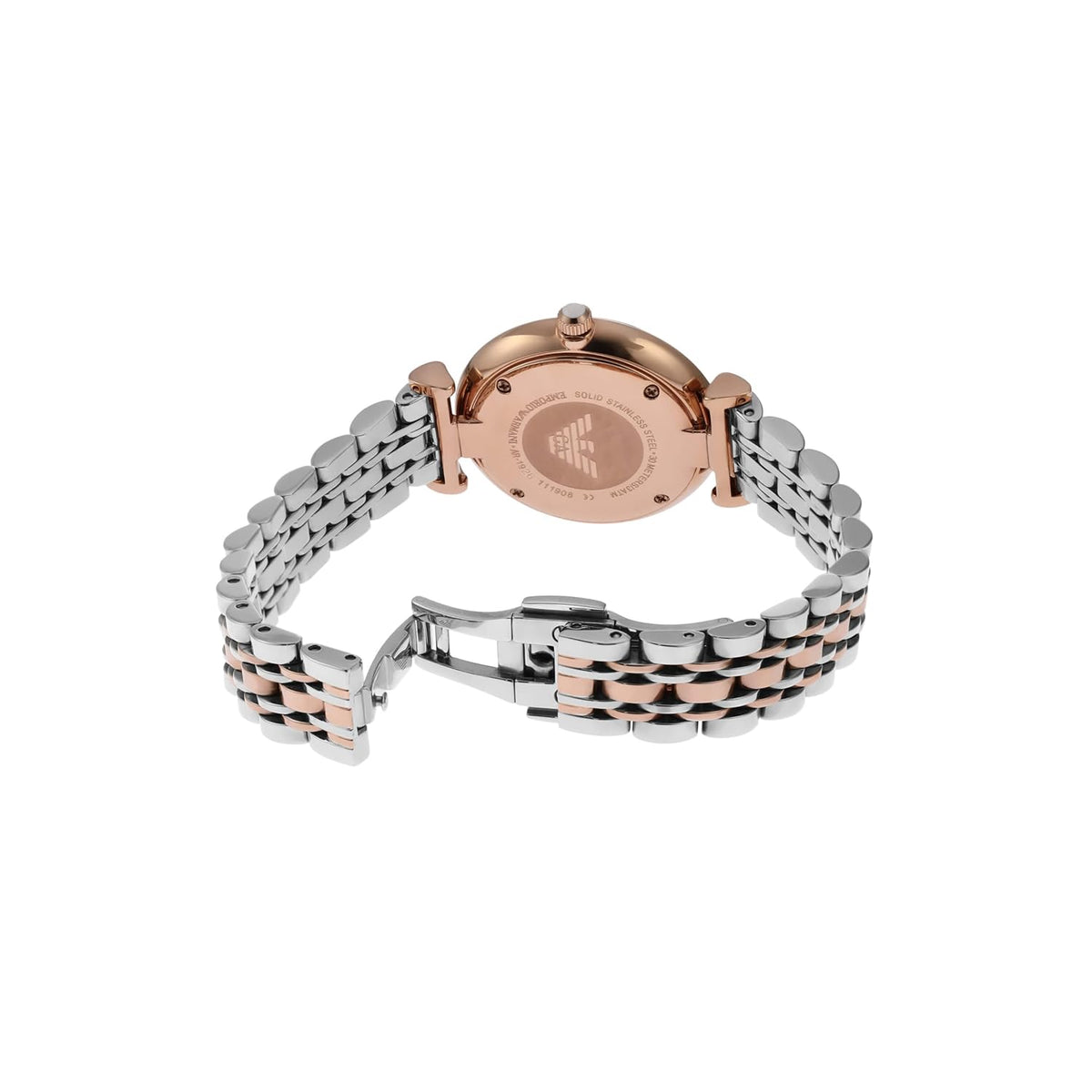 Emporio Armani AR1926 Gianni T-Bar Women's White Dial Two-Tone Rose Gold Stainless Steel Watch