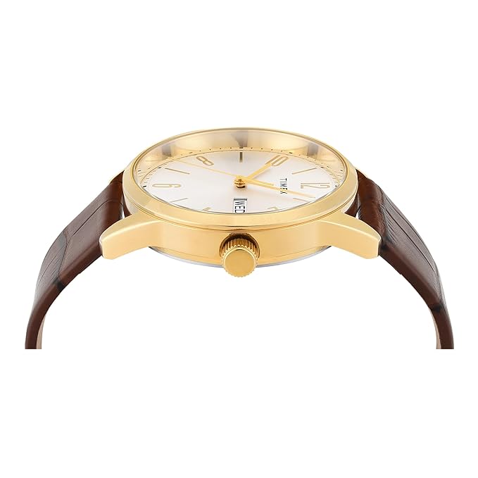 Timex TWEG25508 Men’s Silver Dial Analog Watch with Leather Strap
