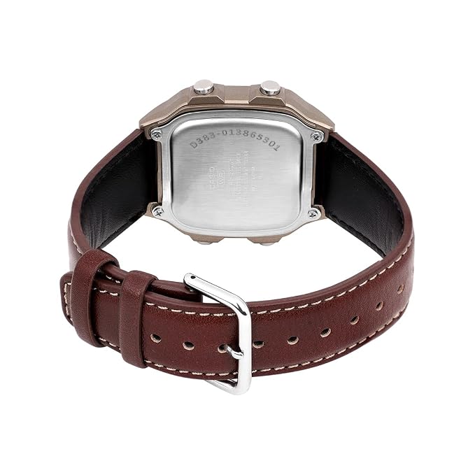 Casio D383 World Time Digital Leather Strap Unisex Watch