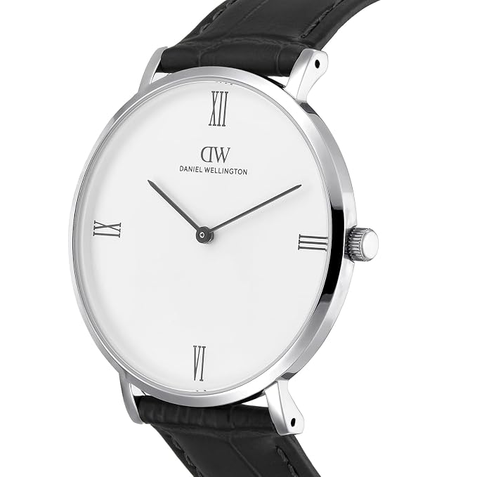 Daniel Wellington DW0DG2300 White Dial Men's Black Leather Analog Watch
