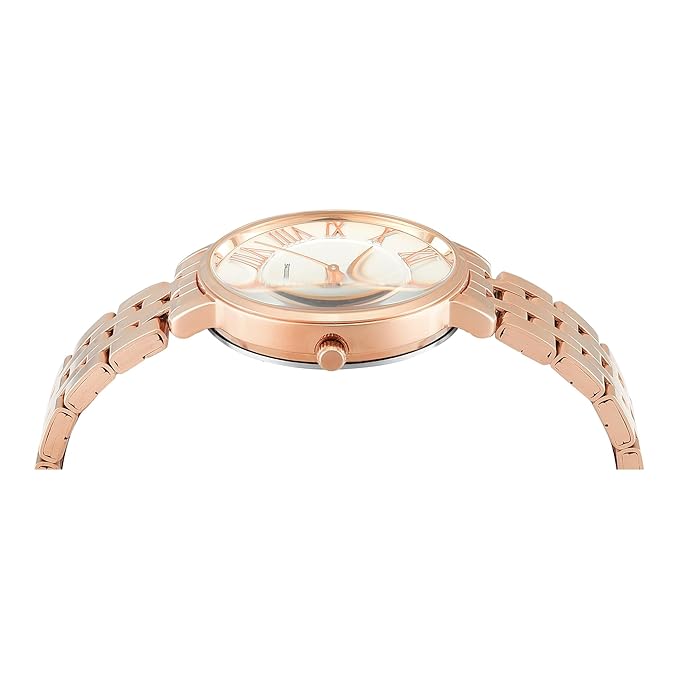 Timex TWEL19108 Women’s White Dial Analog Watch with Stainless Steel Strap