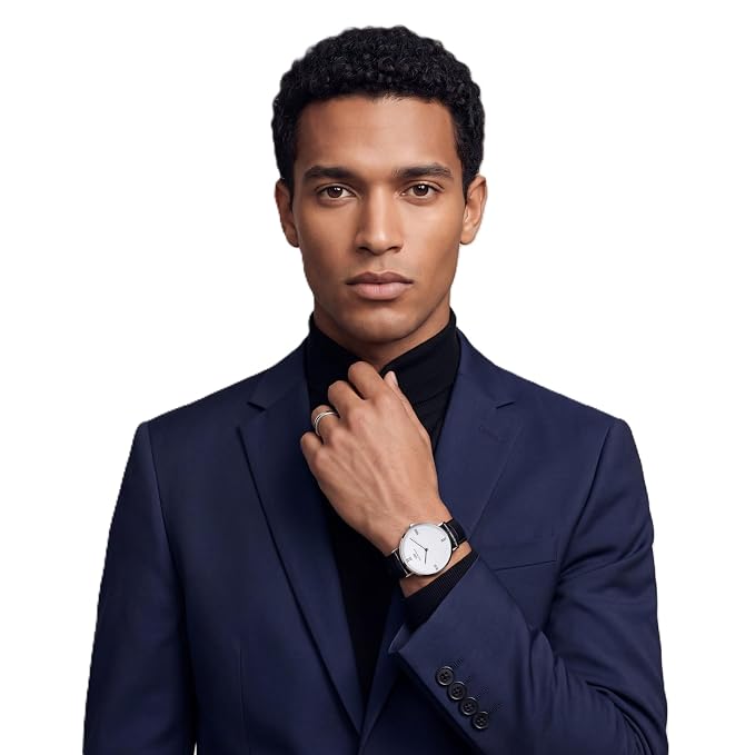 Daniel Wellington DW0DG2300 White Dial Men's Black Leather Analog Watch