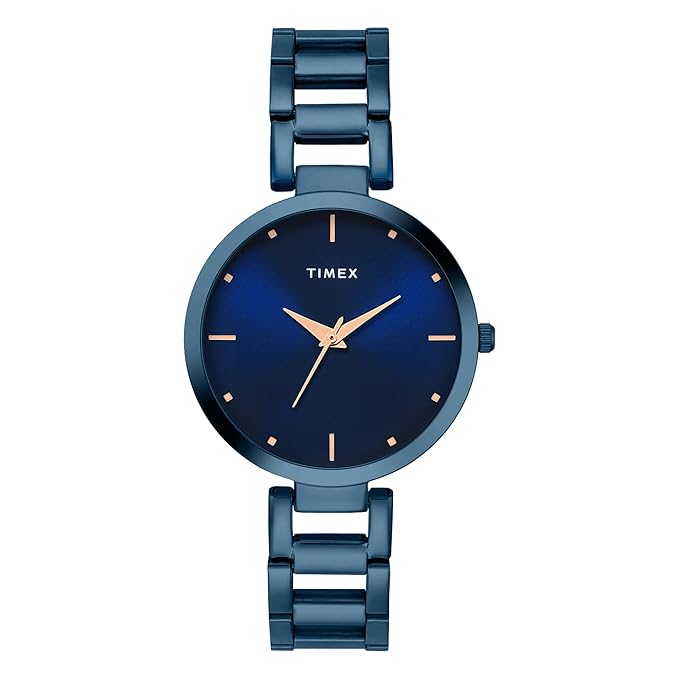 Timex TW000X277 Women’s Blue Dial Analog Watch with Stainless-Steel Strap