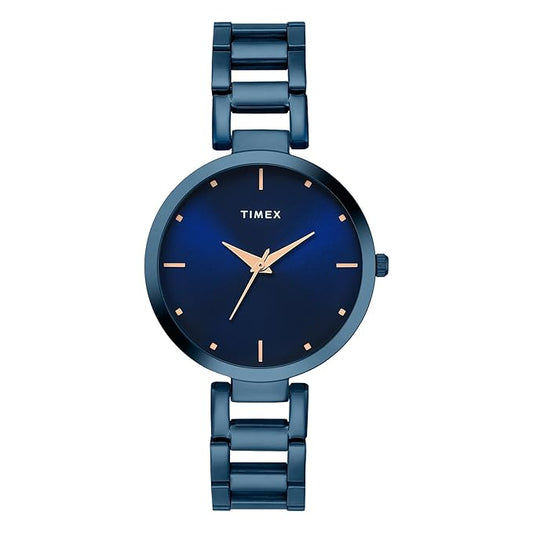 Timex TW000X277 Women’s Blue Dial Analog Watch with Stainless-Steel Strap