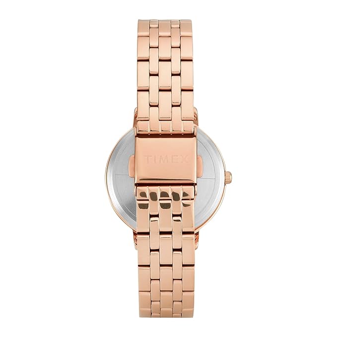 Timex TWEL19108 Women’s White Dial Analog Watch with Stainless Steel Strap