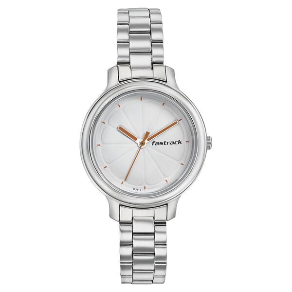 Fastrack 6202SM02 Quartz Analog White Dial Stainless Steel Strap Women’s Watch