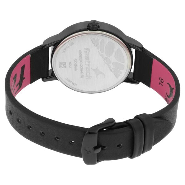 Fastrack 6206NL02 Ruffles Quartz Analog Black Dial Black Leather Strap Women’s Watch
