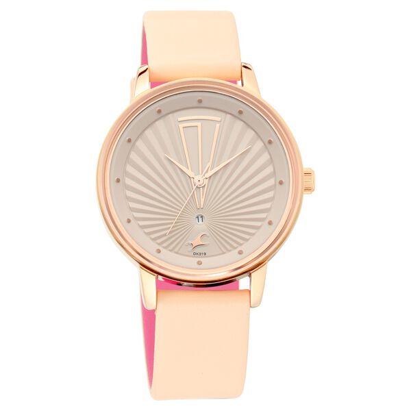 Fastrack 6206WL01 Ruffles Quartz Analog Beige Dial Leather Strap Women’s Watch