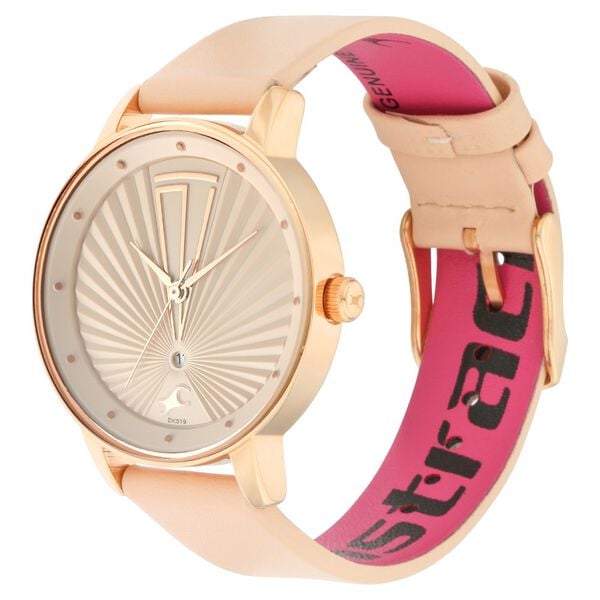 Fastrack 6206WL01 Ruffles Quartz Analog Beige Dial Leather Strap Women’s Watch