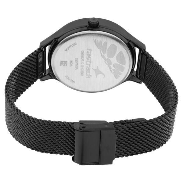 Fastrack 6207NM01 Women’s Quartz Black Dial Analog Watch with Black Stainless Steel Strap