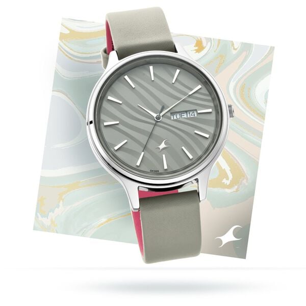Fastrack 6207SL01 Ruffles Quartz Analog Grey Dial Grey Leather Strap Women’s Watch