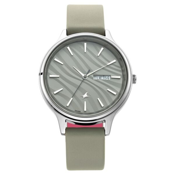 Fastrack 6207SL01 Ruffles Quartz Analog Grey Dial Grey Leather Strap Women’s Watch