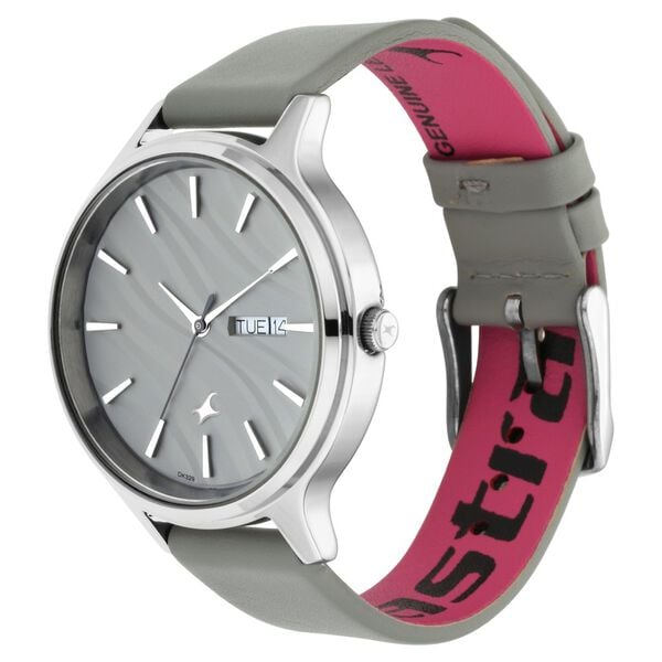 Fastrack 6207SL01 Ruffles Quartz Analog Grey Dial Grey Leather Strap Women’s Watch