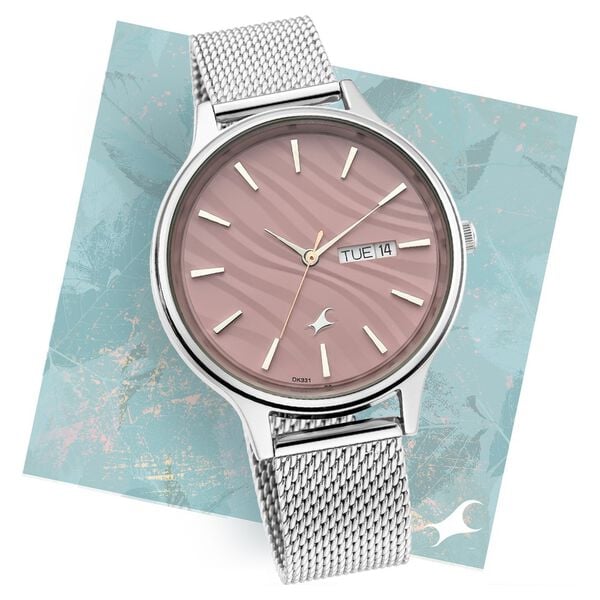 Fastrack 6207SM01 Quartz Analog Pink Dial Stainless Steel Strap Women’s Watch